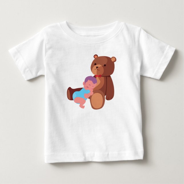 Camiseta De Bebé un bebé con teddy (Anverso)