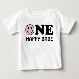 Camiseta De Bebé Un bebé feliz Primer cumpleaños de sonrisa rosad
