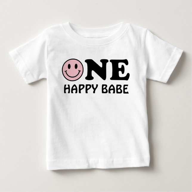 Camiseta De Bebé Un bebé feliz | Primera cumpleaños con sonrisa ros (Anverso)