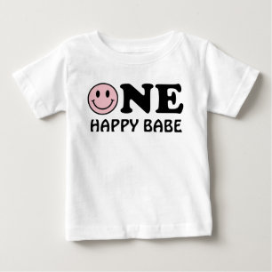 Camiseta De Bebé Un Bebé Feliz   Sonrisa Rosa Personalizada Cumplea