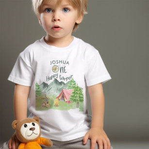 Camiseta De Bebé Un Camper Feliz Personalizado Primer Cumpleaños