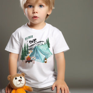 Camiseta De Bebé Un Camper Feliz Personalizado Primer Cumpleaños