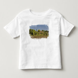 Camiseta De Bebé Un campo cultivado frente a casas de techo de paja