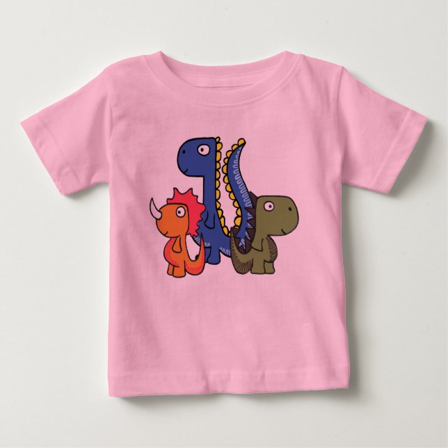 Camiseta De Bebé Un caprichoso amigo de los dinosaurios, lindo y ad (Anverso)