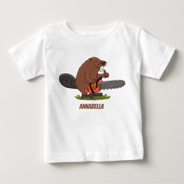 Camiseta De Bebé Un castor gracioso con humor de personalizado de l (Anverso)