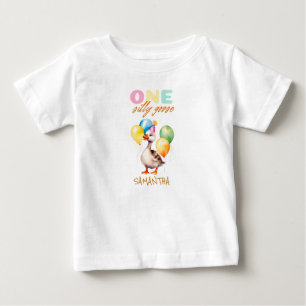 Camiseta De Bebé Un Chica gosa tonto rosado primer cumpleaños