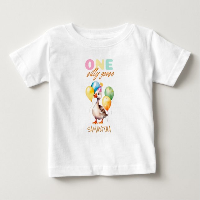 Camiseta De Bebé Un Chica gosa tonto rosado primer cumpleaños (Anverso)