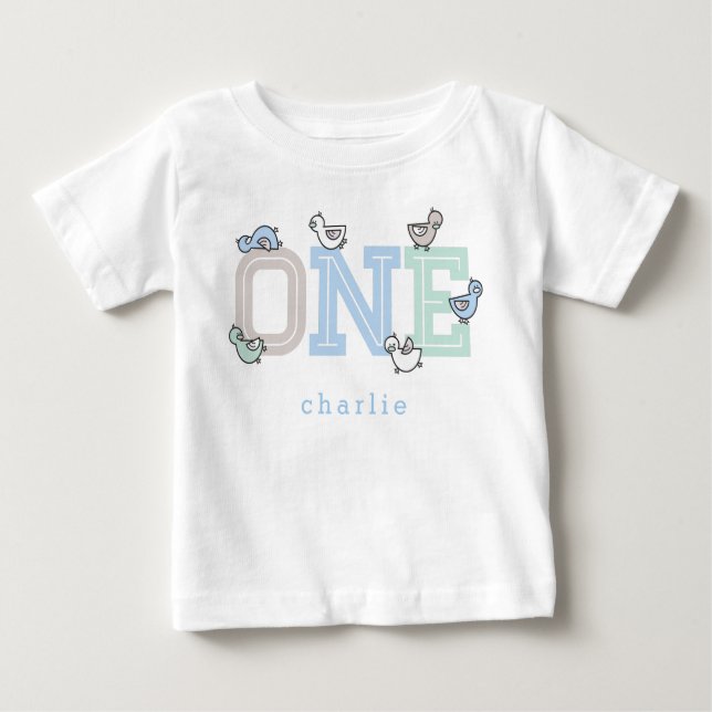 Camiseta De Bebé Un chico chiquito azul y caprichoso pega patos (Anverso)