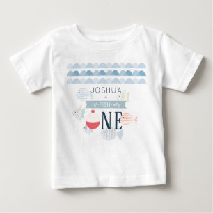 Camiseta De Bebé Un chico pescador blanco primer cumpleaños