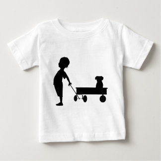 CAMISETA DE BEBÉ UN CHICO SU BOLSO Y SU PERRO