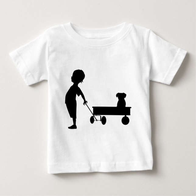 CAMISETA DE BEBÉ UN CHICO SU BOLSO Y SU PERRO (Anverso)