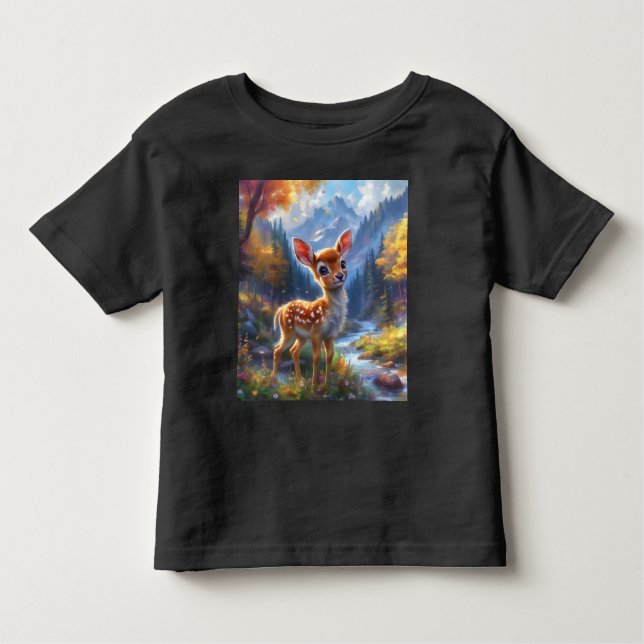 Camiseta De Bebé Un ciervo bebé adorable en un bosque encantado (Anverso)