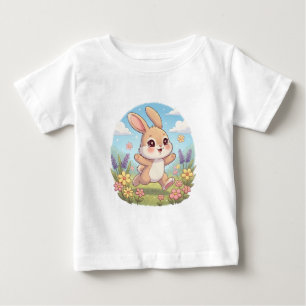 Camiseta De Bebé Un conejito lindo en un campo de flores