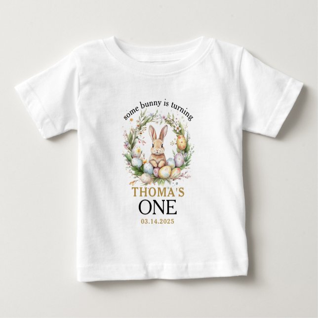 Camiseta De Bebé Un conejo de Pascua cumple 1 año (Anverso)