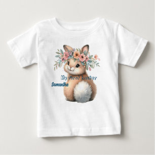 Camiseta De Bebé Un conejo de Pascua. Editable