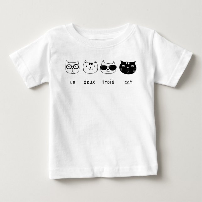 Camiseta De Bebé Un Deux Trois Cat, Un Deux Trois Cat / Gato Francé (Anverso)