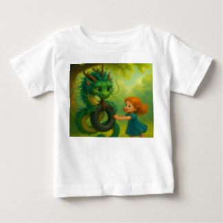 Camiseta De Bebé Un dragón asiático verde bebé con ojos de cachorro