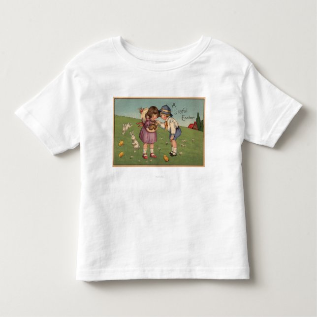 Camiseta De Bebé Un EasterKids alegre que sostiene un conejito (Anverso)