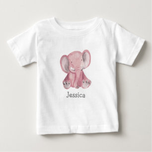 Camiseta De Bebé Un elefante rosado lindo diseño una camiseta bebé