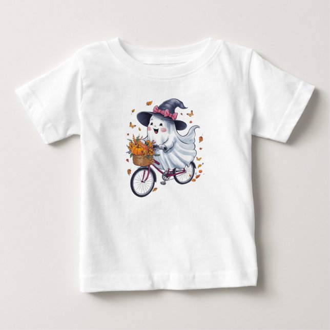 Camiseta De Bebé Un fantasma montando una bicicleta (Anverso)