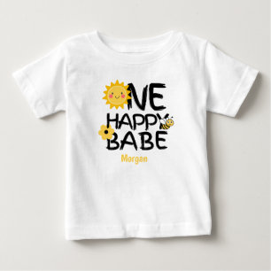 Camiseta De Bebé Un Feliz Bebé Abeja Soleada Amarilla Cumpleaños 1 