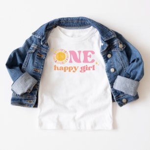 Camiseta De Bebé Un feliz Chica Pink Boho Sun 1er cumpleaños