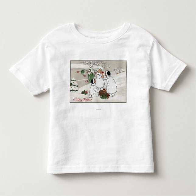 Camiseta De Bebé Un feliz ChristmasPeople que sostiene los (Anverso)