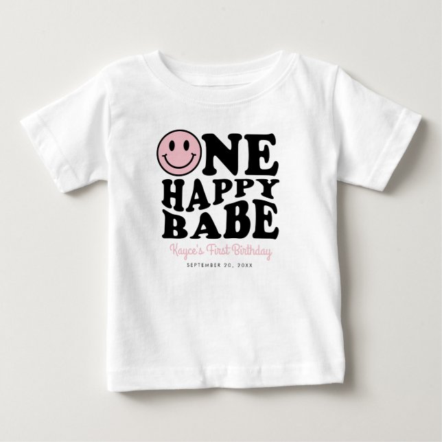 Camiseta De Bebé Un feliz Personalizado de Babe sonríe Chica de car (Anverso)