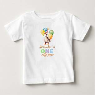 Camiseta De Bebé Un ganso tonto Niño Azul cumpleaños 1º