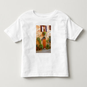 Camiseta De Bebé Un gato busca entrada a casa en Pienza, Italia.