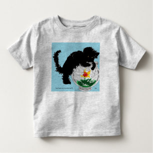 Camiseta De Bebé Un gato de T-Shirt con Fish Bowl