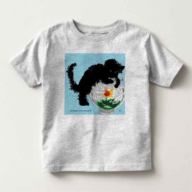 Camiseta De Bebé Un gato de T-Shirt con Fish Bowl (Anverso)
