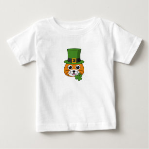 Camiseta De Bebé Un gato lindo con Gorra verde y el día de Shamrock