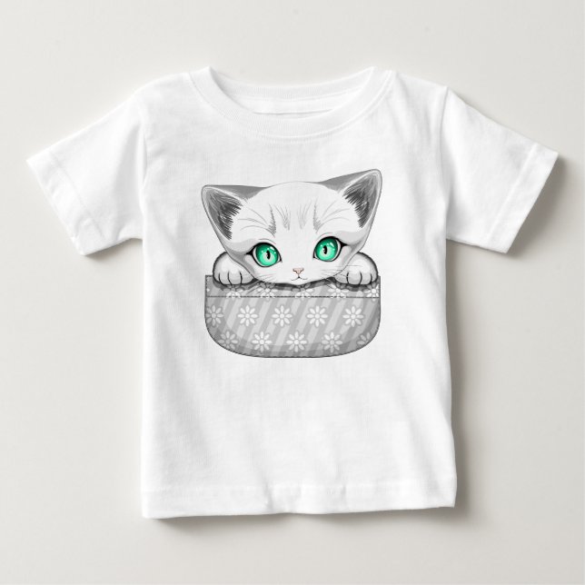 Camiseta De Bebé Un gato lindo y juguetón al máximo desde un bolsil (Anverso)