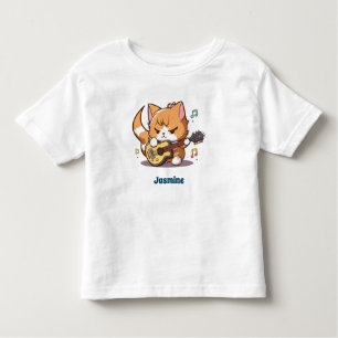 Camiseta De Bebé Un gato Naranja lindo tocando guitarra