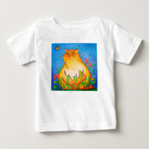 Camiseta De Bebé Un gato Naranja travieso en la naturaleza
