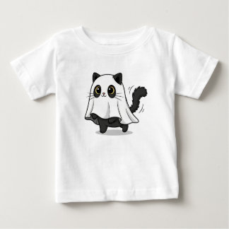 Camiseta De Bebé Un gato negro espeluznante y un disfraz fantasma