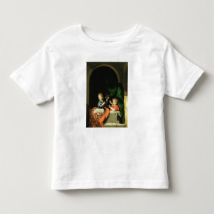 Camiseta De Bebé Un gato observando a dos niños