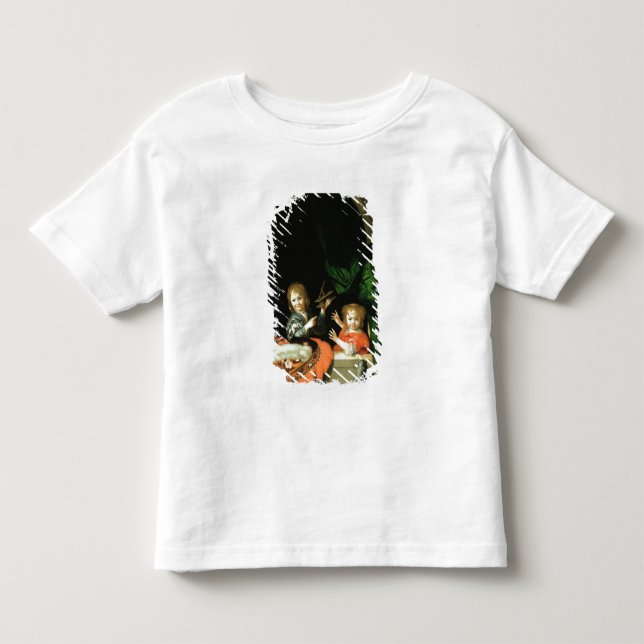 Camiseta De Bebé Un gato observando a dos niños (Anverso)