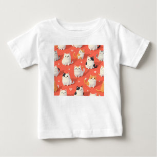 Camiseta De Bebé Un gato Personalizado kawaii sin foco en el coral