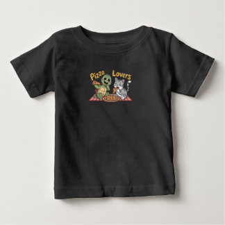 Camiseta De Bebé Un gato y una tortuga adoran comer pizza