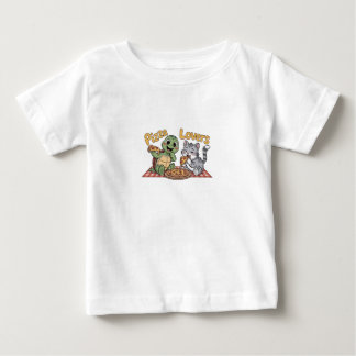 Camiseta De Bebé Un gato y una tortuga adoran comer pizza