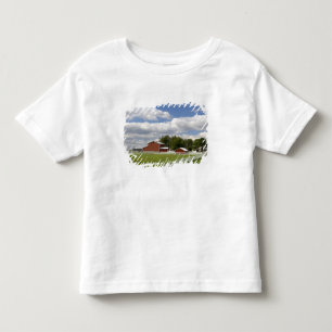 Camiseta De Bebé Un granero rojo y granja en Pamona, Kansas.