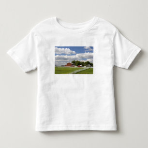 Camiseta De Bebé Un granero rojo y granja en Pamona, Kansas.
