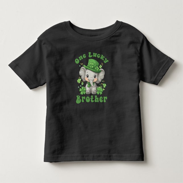 Camiseta De Bebé Un hermano afortunado, elefante lindo St.Patrick (Anverso)