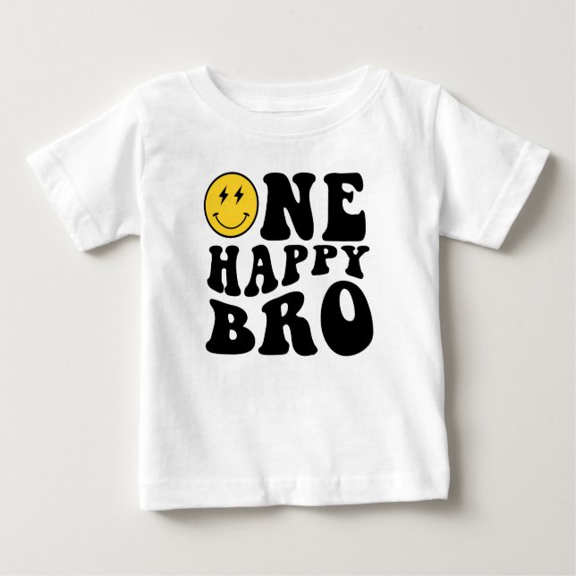 Camiseta De Bebé Un Hermano Feliz Sonriendo Niño Cumpleaños 1 Coinc (Anverso)