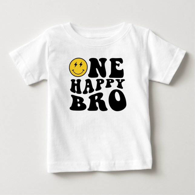 Camiseta De Bebé Un Hermano Feliz Sonriendo Niño Cumpleaños 1er Coi (Anverso)