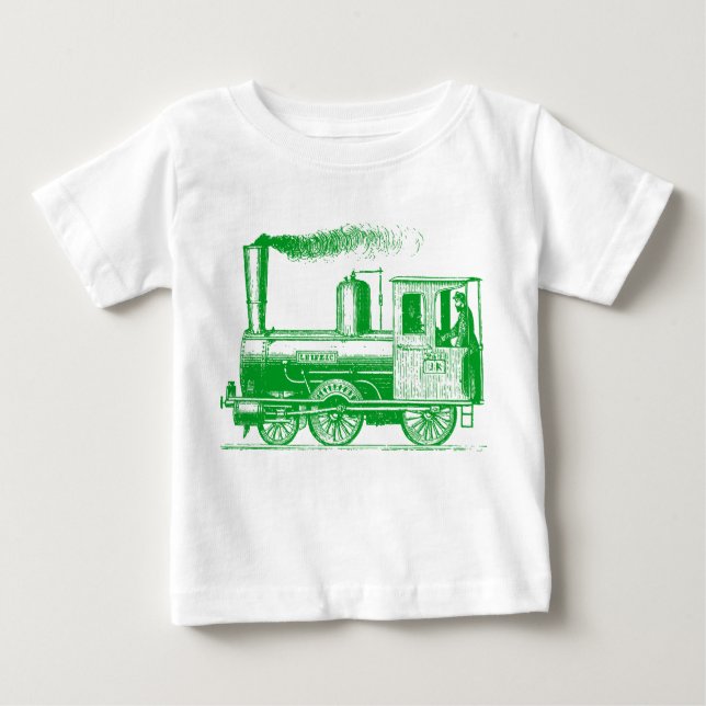 Camiseta De Bebé Un hombre y su tren - Verde de hierba (Anverso)