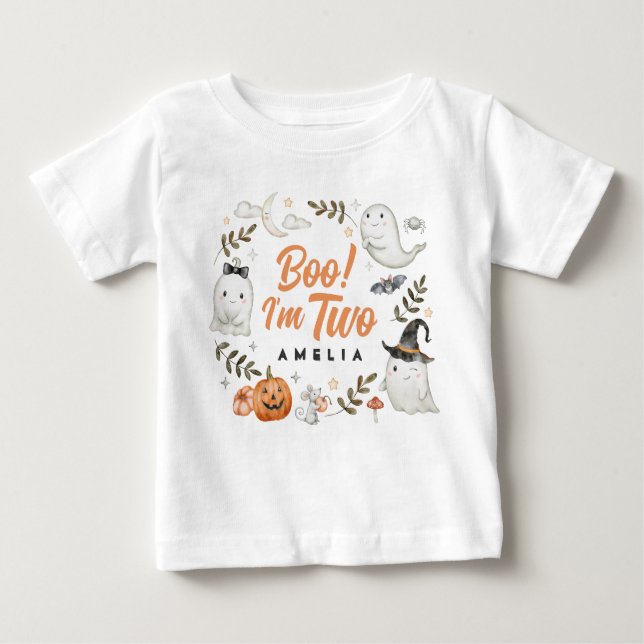 Camiseta De Bebé ¡Un lindo boo de cumpleaños de Halloween! Soy dos  (Anverso)