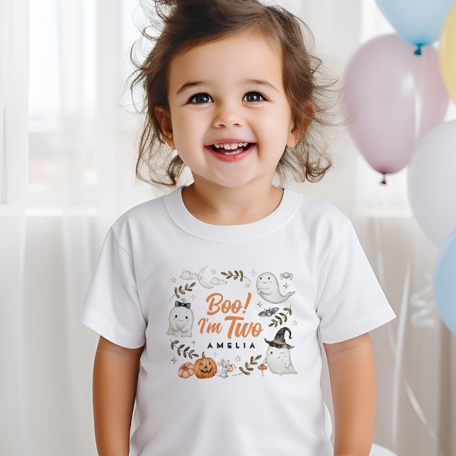 Camiseta De Bebé ¡Un lindo boo de cumpleaños de Halloween! Soy dos  (Subido por el creador)
